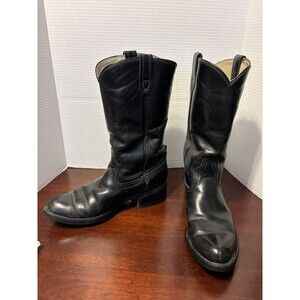 Vintage Acme Vulcan 9080 Black Leather Biker Moto Roper Western Boots 8.5D USA